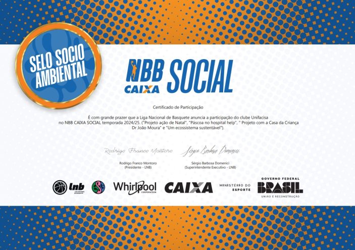 Basquete Unifacisa recebe selo da Liga Nacional de Basquete por ações sociais e ambientais